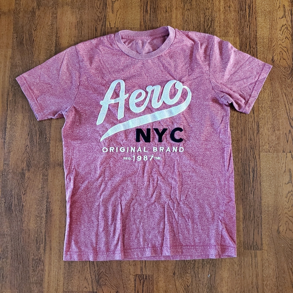 Aeropostale NYC Shirt Adult M Heathered Red Short Sleeve